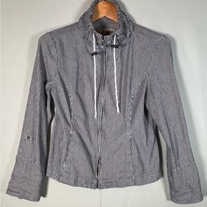 AMI Navy White Pinstripe Zip Jacket • Size Medium